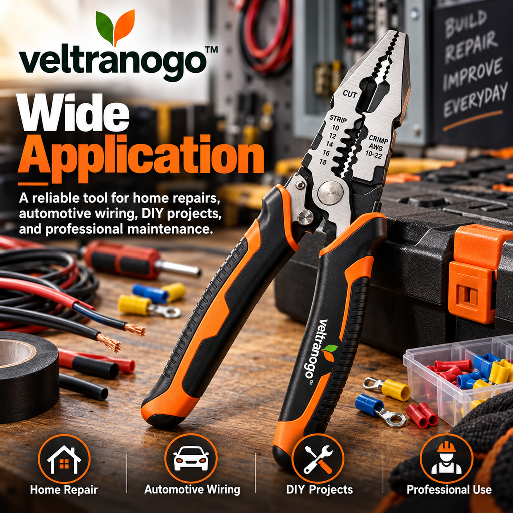 Veltranogo™ Multi-Function Electrician Pliers with Wire Cutter, Stripper & Crimping Tool