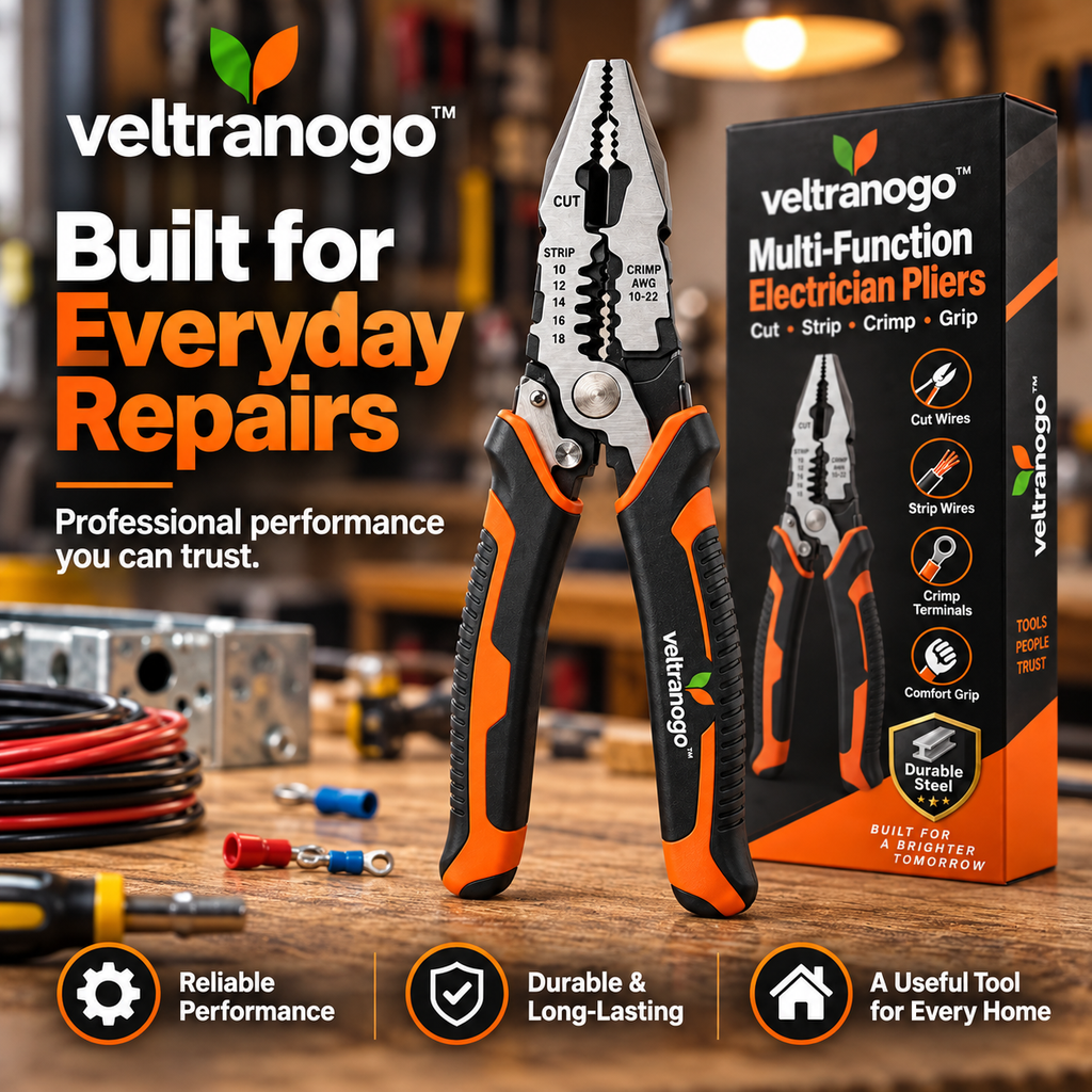 Veltranogo™ Multi-Function Electrician Pliers with Wire Cutter, Stripper & Crimping Tool