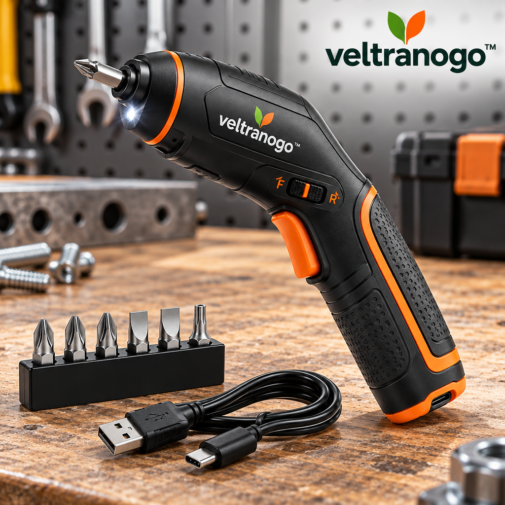 Veltranogo™ Electric Screwdriver, 3.6V USB-C Rechargeable Cordless Screwdriver Kit with LED Light & Magnetic Bit Holder
