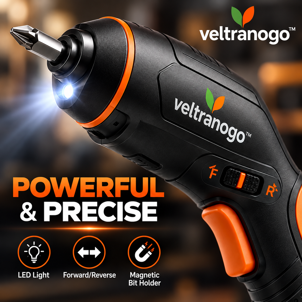 Veltranogo™ Electric Screwdriver, 3.6V USB-C Rechargeable Cordless Screwdriver Kit with LED Light & Magnetic Bit Holder