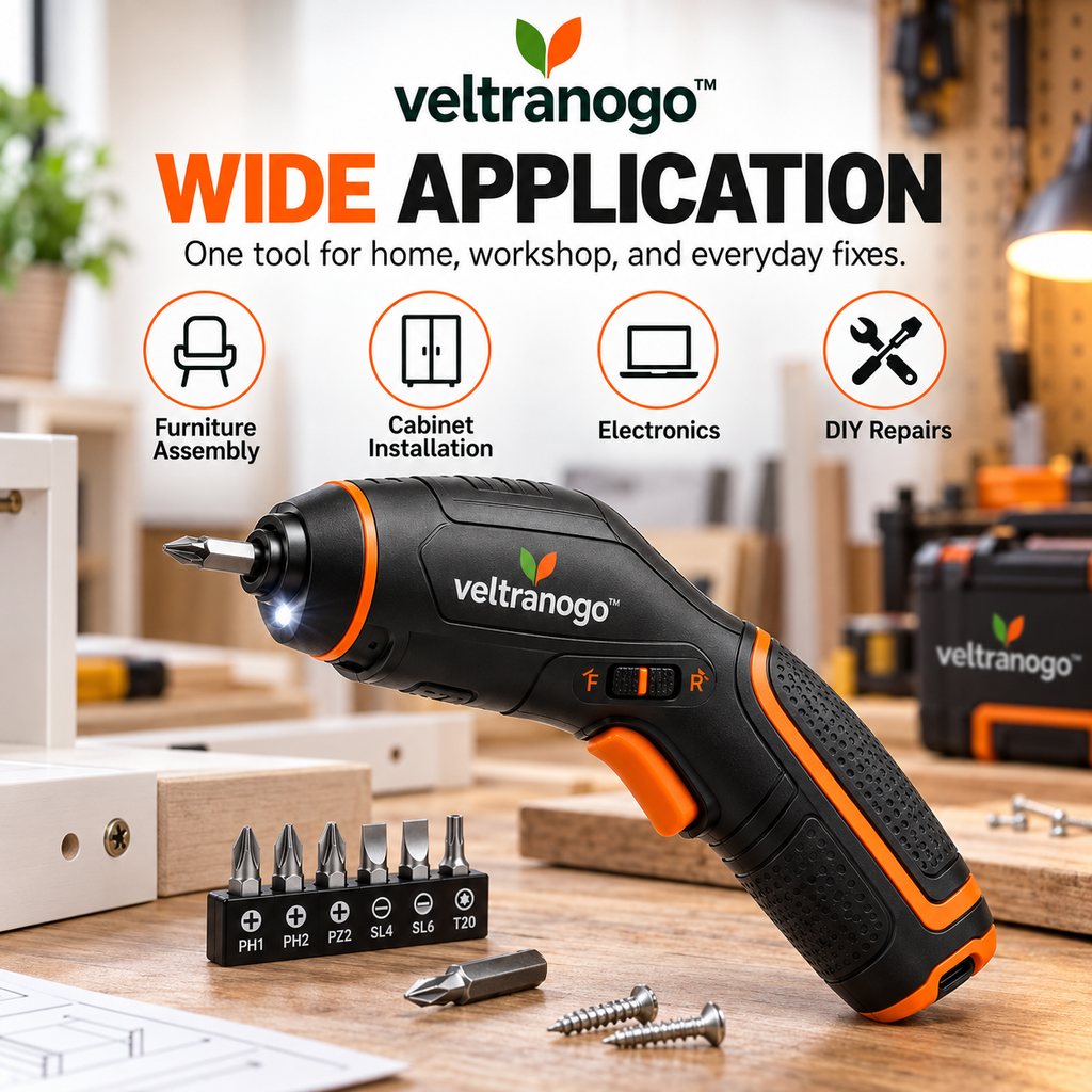 Veltranogo™ Electric Screwdriver, 3.6V USB-C Rechargeable Cordless Screwdriver Kit with LED Light & Magnetic Bit Holder