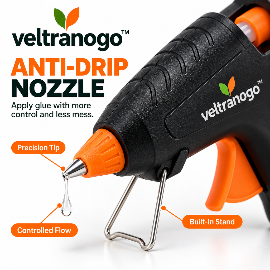 Veltranogo™ Mini Hot Glue Gun, Fast Heating Craft Glue Gun with Anti-Drip Nozzle & Comfort Grip for DIY Projects