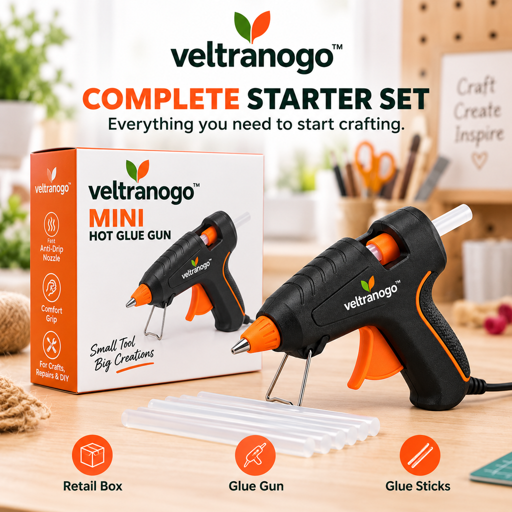 Veltranogo™ Mini Hot Glue Gun, Fast Heating Craft Glue Gun with Anti-Drip Nozzle & Comfort Grip for DIY Projects
