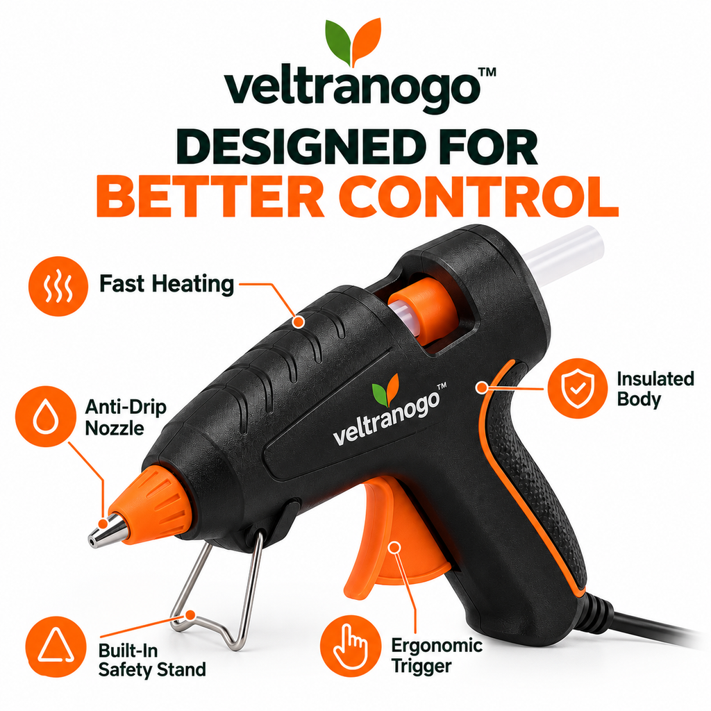 Veltranogo™ Mini Hot Glue Gun, Fast Heating Craft Glue Gun with Anti-Drip Nozzle & Comfort Grip for DIY Projects