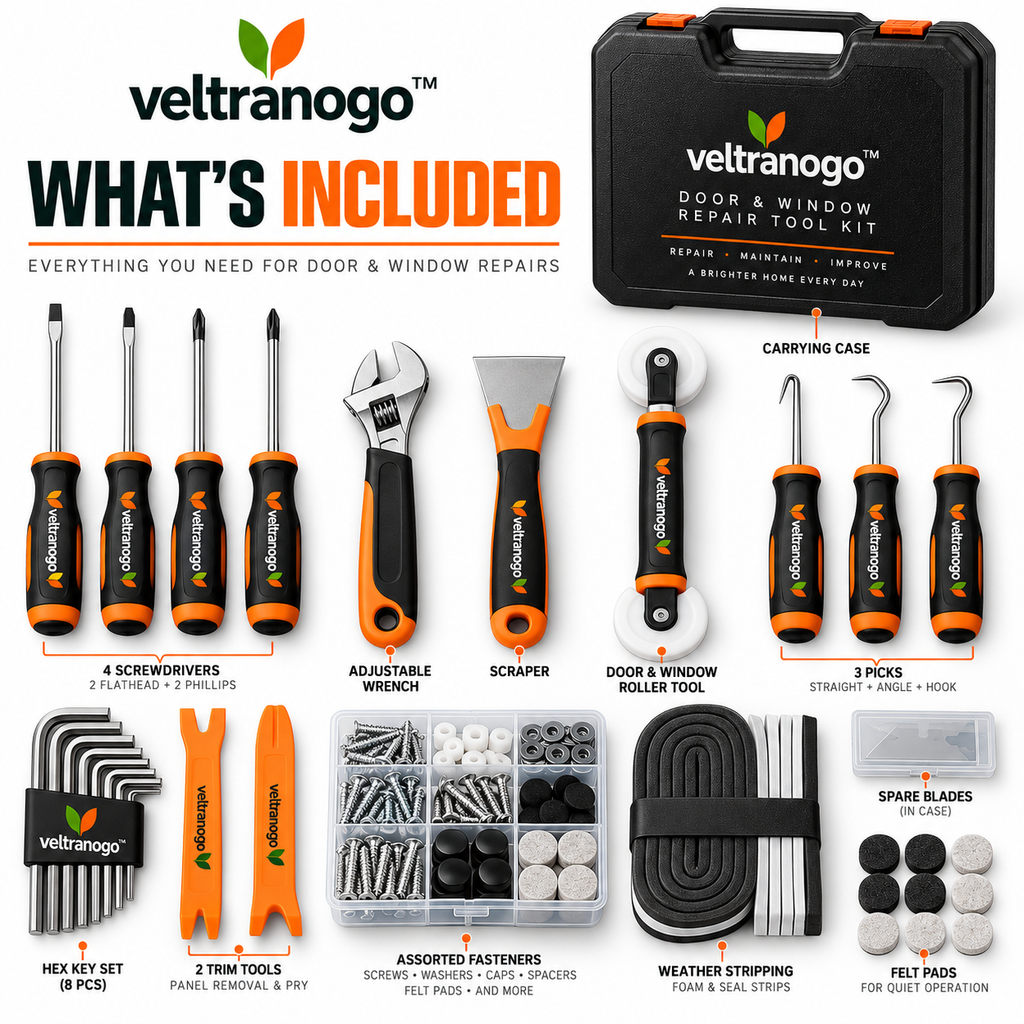 Veltranogo™ Door & Window Repair Tool Kit, Complete Home Maintenance Set with Storage Case