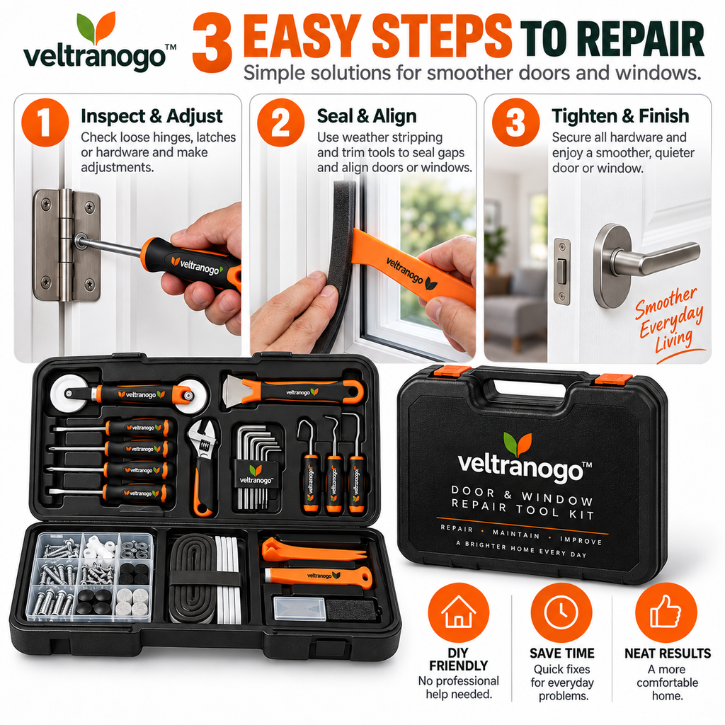 Veltranogo™ Door & Window Repair Tool Kit, Complete Home Maintenance Set with Storage Case