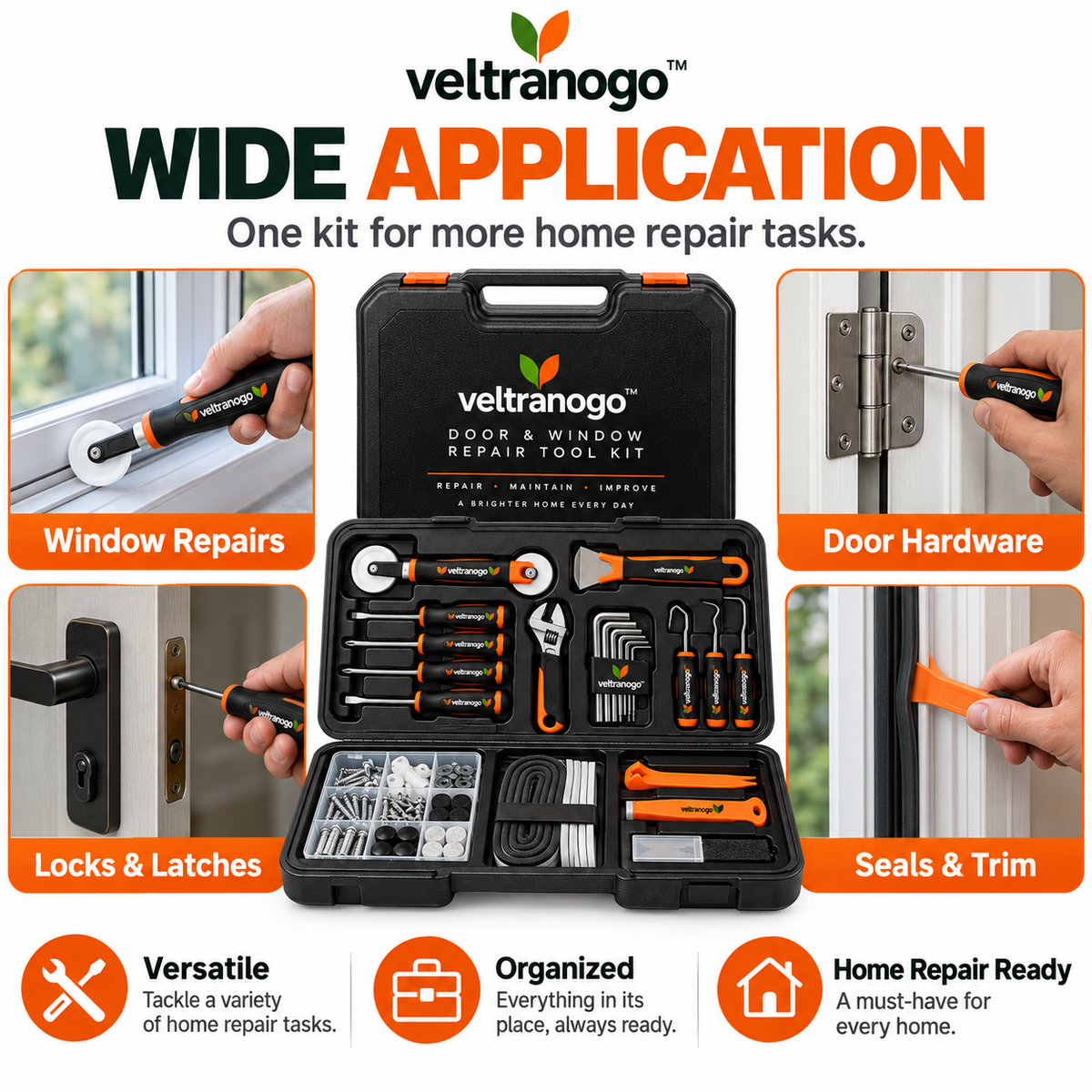 Veltranogo™ Door & Window Repair Tool Kit, Complete Home Maintenance Set with Storage Case