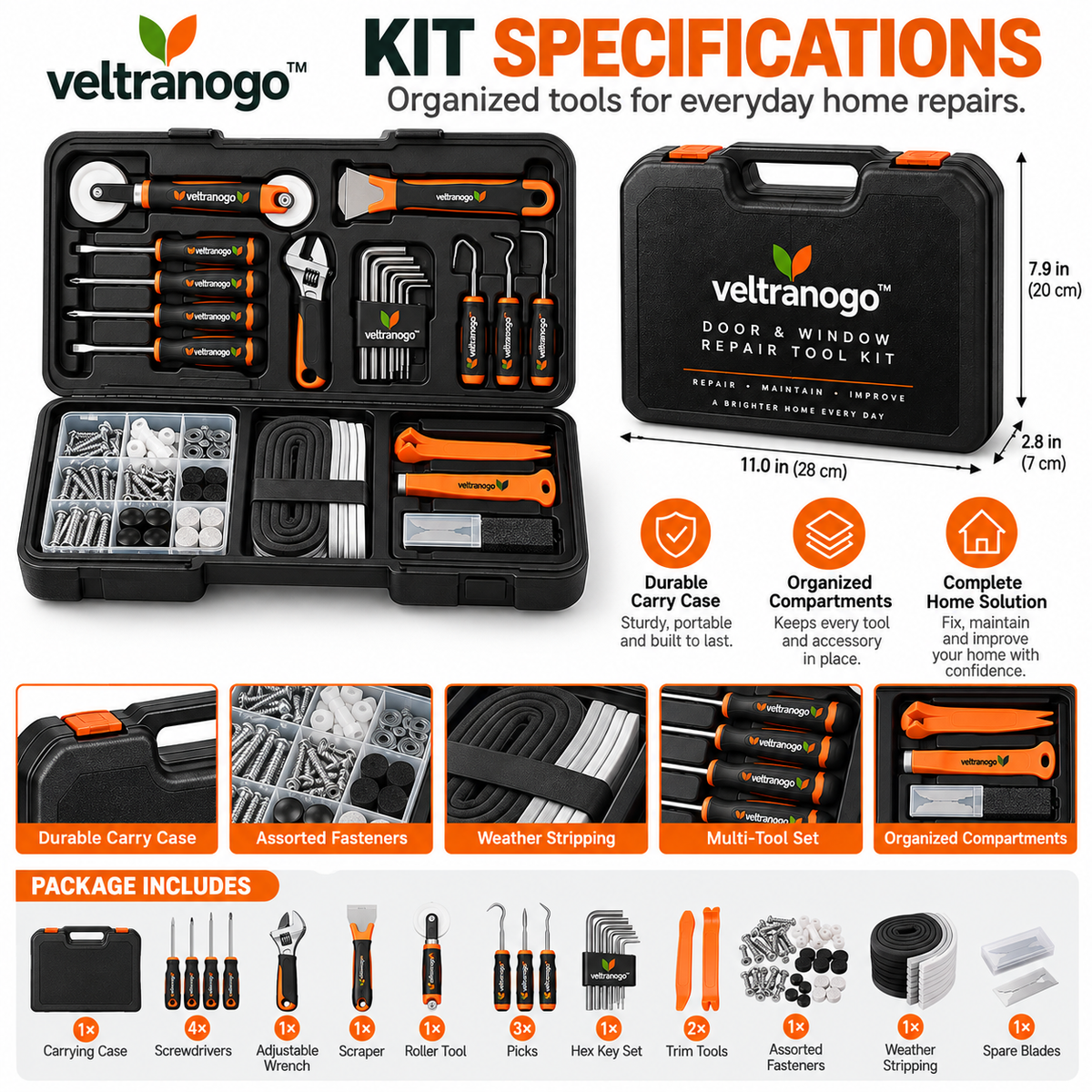 Veltranogo™ Door & Window Repair Tool Kit, Complete Home Maintenance Set with Storage Case