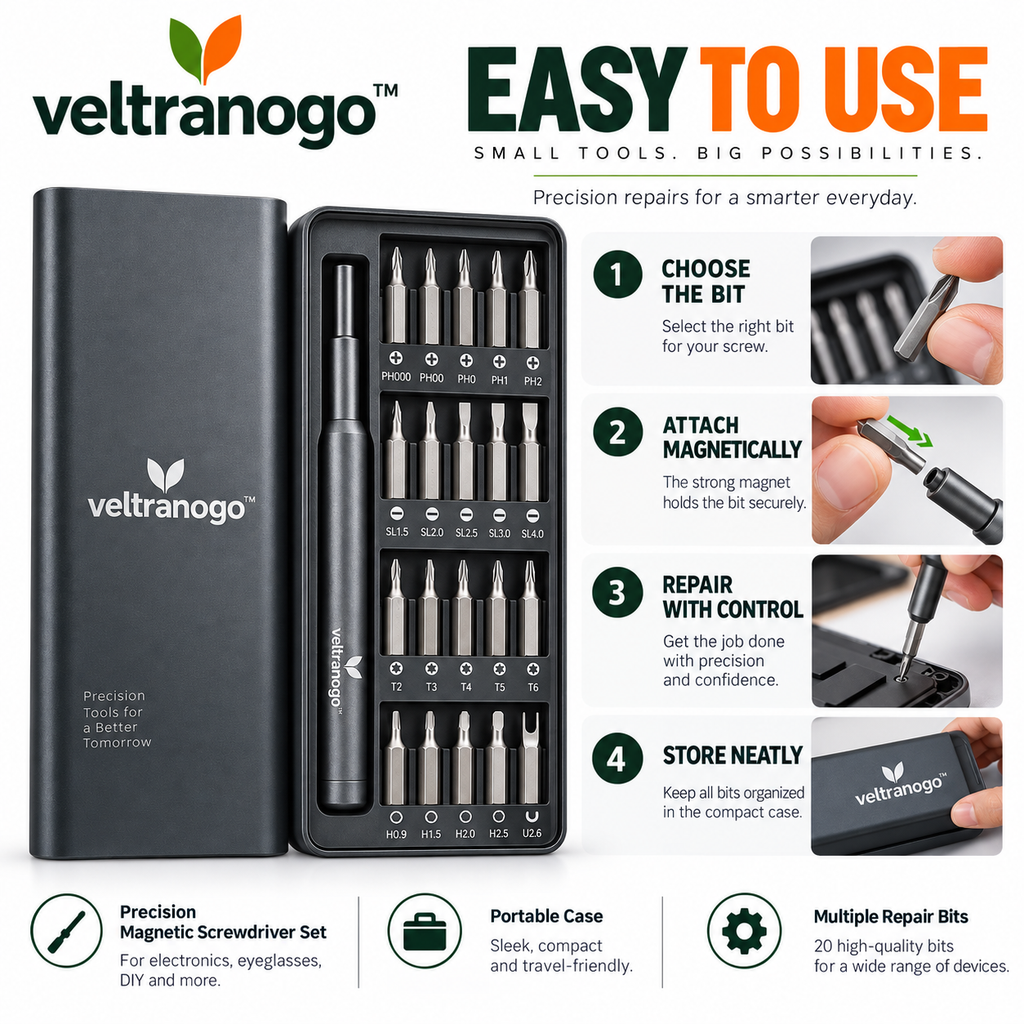 Veltranogo™ Magnetic Screwdriver Set with Precision Bits & Portable Storage Case