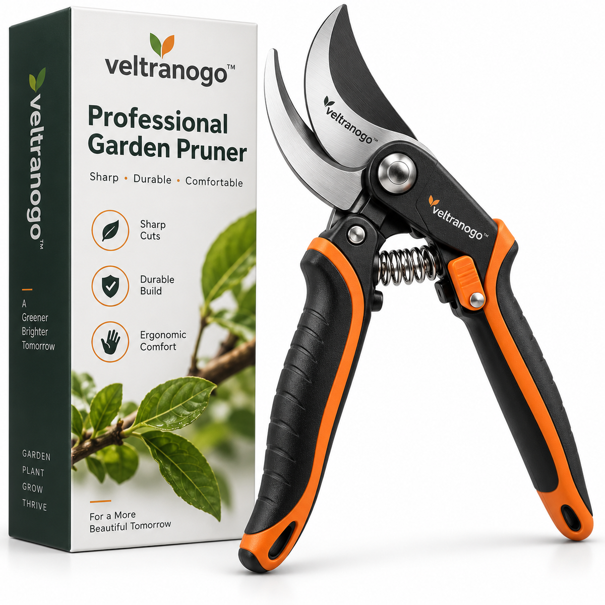 Veltranogo™ Professional Garden Pruner with Ultra-Sharp Steel Blade & Ergonomic Non-Slip Grip