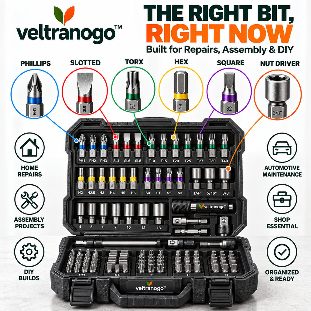 Veltranogo™ Professional Impact Bit Set, Multi-Size Hex Shank Drill & Screwdriver Bit Kit